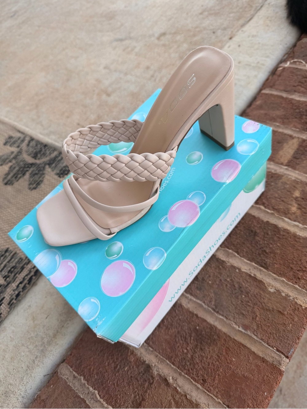 Soda Braided-Strap Block Heel, Size 6, Brand New, Nude Color 🤍🤎🤍🤎